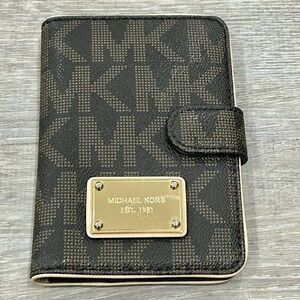 Michael Kors Black Brown Wallet Passport Cover Traveling